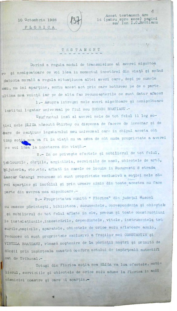 Testament Ion I.C. Brătianu