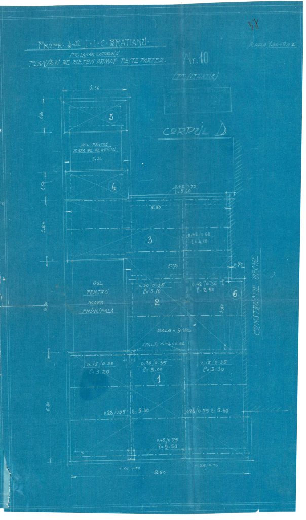 Corpul D - planșeu de beton armat peste parter, Fototeca INP, 1964