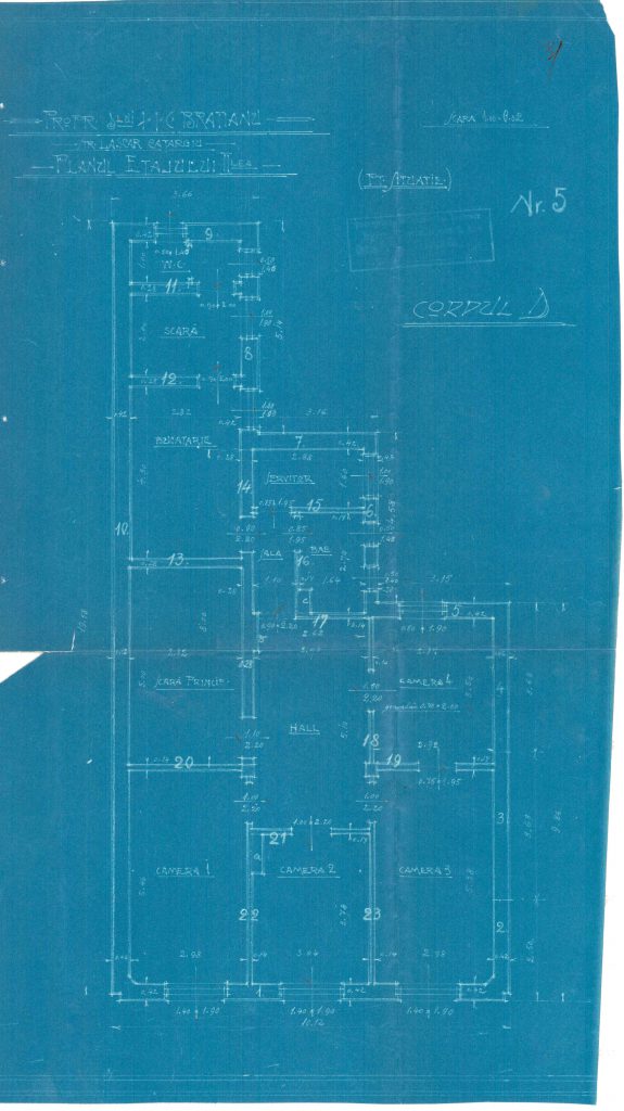Corpul D - planul etajului al II-lea, Fototeca INP, 1964