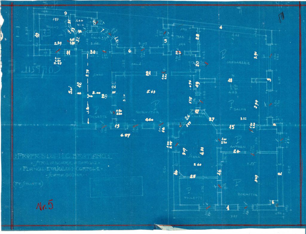 Corpul E - planul etajului I, Fototeca INP, 1964