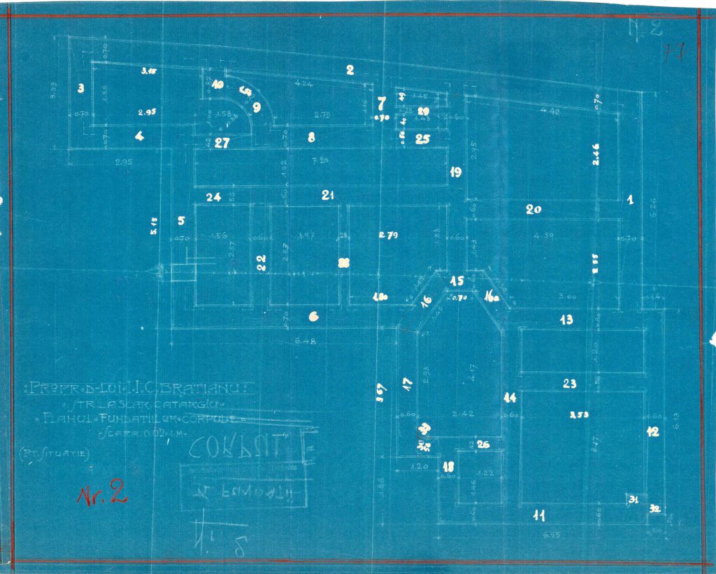 Corpul E - planul fundațiilor, Fototeca INP, 1964