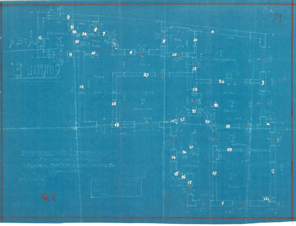 Corpul E, planul-parterului, Fototeca INP, 1964