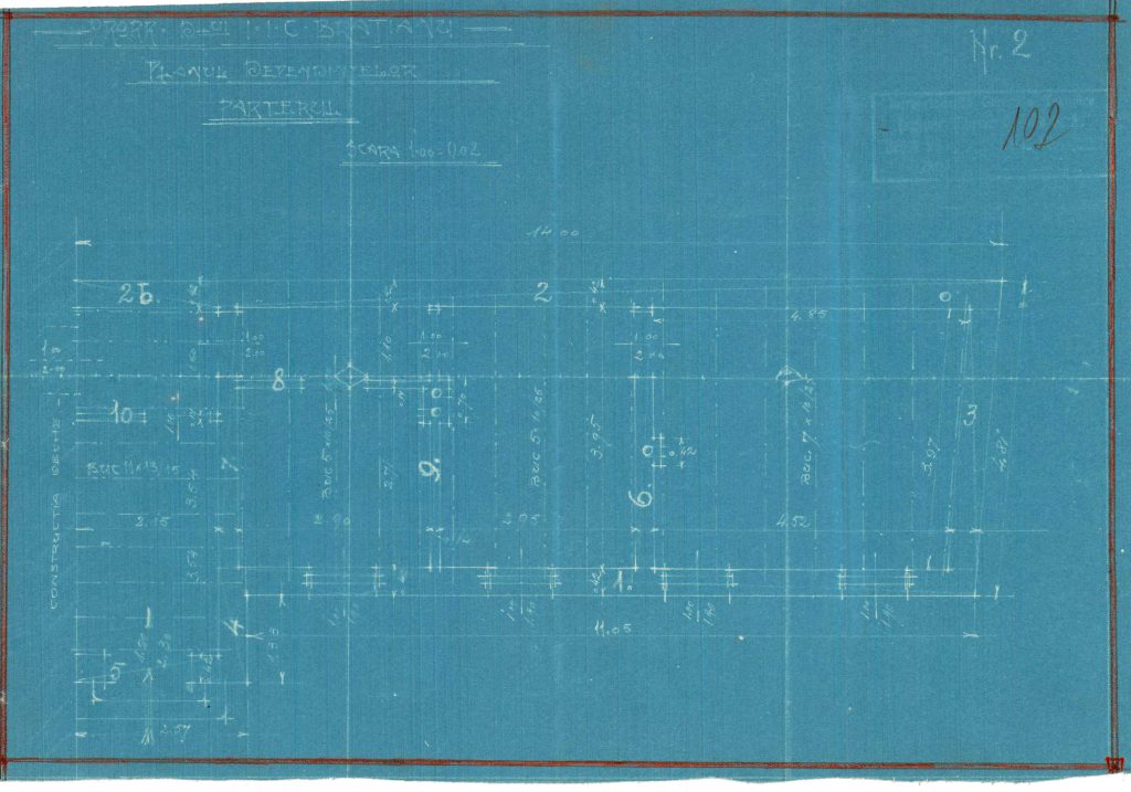 Corpul dependințelor - planul parterului, Fototeca INP, 1964