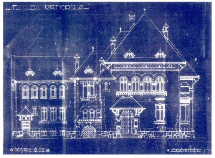 Fațada principală din cadrul proiectului Vintilă Brătianu pentru autorizația de construire, 1912